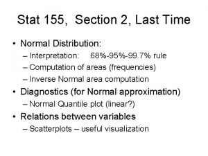 Stat 155 Section 2 Last Time Normal Distribution