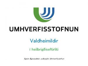 Valdheimildir heilbrigiseftirliti Sigrn gstsdttir svisstjri Umhverfisstofnun Hollustuhttir og