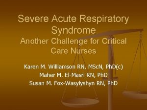 Severe Acute Respiratory Syndrome Another Challenge for Critical