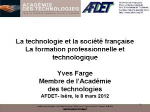 La technologie et la socit franaise La formation