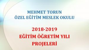 MEHMET TORUN ZEL ETM MESLEK OKULU 2018 2019