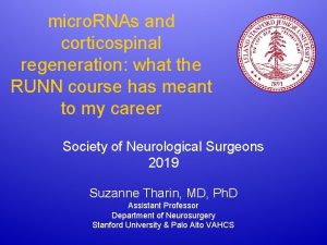 micro RNAs and corticospinal regeneration what the RUNN