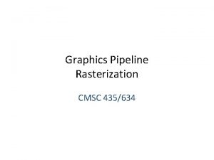 Graphics Pipeline Rasterization CMSC 435634 Drawing Terms Primitive