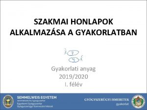 SZAKMAI HONLAPOK ALKALMAZSA A GYAKORLATBAN Gyakorlati anyag 20192020