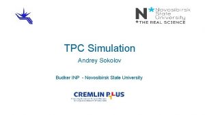 TPC Simulation Andrey Sokolov Budker INP Novosibirsk State