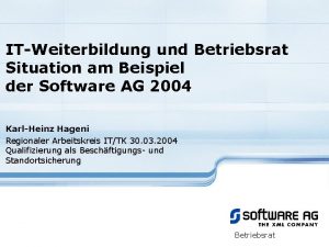 ITWeiterbildung und Betriebsrat Situation am Beispiel der Software