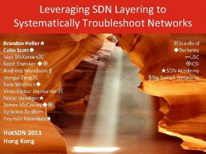 Leveraging SDN Layering to Systematically Troubleshoot Networks Brandon