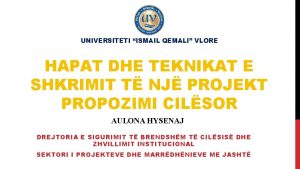 UNIVERSITETI ISMAIL QEMALI VLORE HAPAT DHE TEKNIKAT E