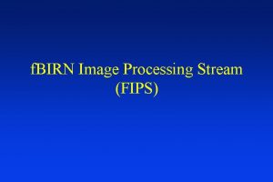 f BIRN Image Processing Stream FIPS Overview Goals