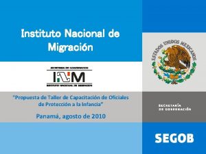 Instituto Nacional de Migracin Propuesta de Taller de