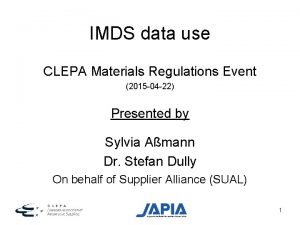IMDS data use CLEPA Materials Regulations Event 2015