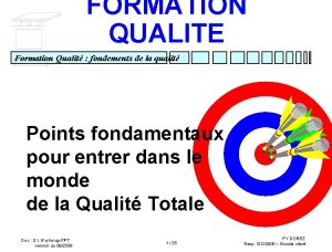 FORMATION QUALITE Formation Qualit fondements de la qualit