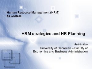 Human Resource Management HRM BA in MBA III