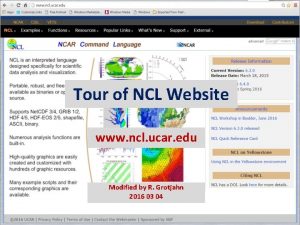 Tour of NCL Website www ncl ucar edu