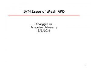 SN Issue of Mesh APD Changguo Lu Princeton