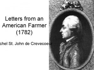 Letters from an American Farmer 1782 chel St