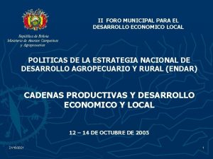 II FORO MUNICIPAL PARA EL DESARROLLO ECONOMICO LOCAL