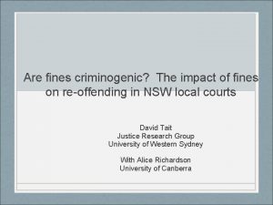 Are fines criminogenic The impact of fines on
