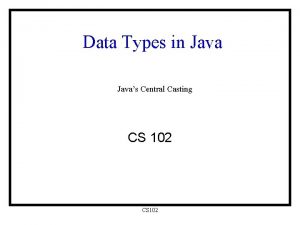 Data Types in Javas Central Casting CS 102