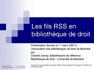 Les fils RSS en bibliothque de droit Prsentation