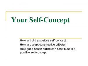 Your SelfConcept How to build a positive selfconcept