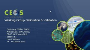 Committee on Earth Observation Satellites Working Group Calibration