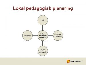 Lokal pedagogisk planering Ml Bedmning Lokal Pedagogisk Planering