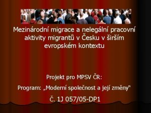 Mezinrodn migrace a nelegln pracovn aktivity migrant v