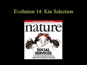 Evolution 14 Kin Selection Interactions and Fitness Mutualism