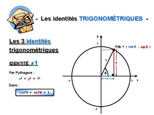 Les identits TRIGONOMTRIQUES y Les 3 identits trigonomtriques