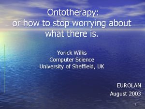Ontotherapy or how to stop worrying about what