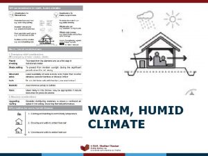 WARM HUMID CLIMATE MENA Shelter Cluster Shelter Cluster