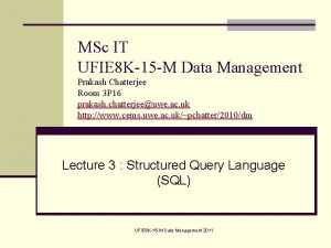 MSc IT UFIE 8 K15 M Data Management