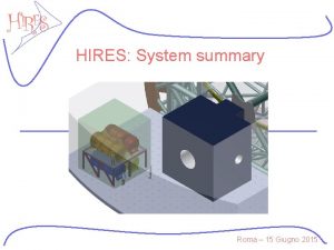 HIRES System summary Roma 15 Giugno 2015 Outline