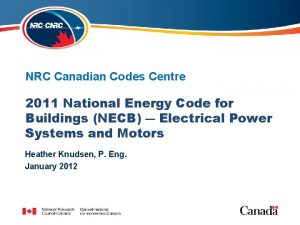 NRC Canadian Codes Centre 2011 National Energy Code