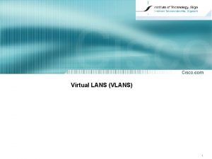 Virtual LANS VLANS 1 Introduction to VLANs 2