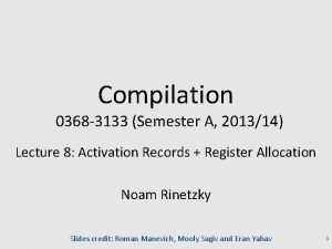 Compilation 0368 3133 Semester A 201314 Lecture 8