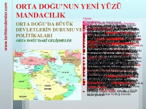 ORTA DOUNUN YEN YZ MANDACILIK Filistin Afganistan en