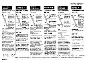 HUXCleaner Instruction MANUAL MANUEL dinstruction InAdaptor Ferrule Cleaner