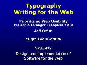 Typography Writing for the Web Prioritizing Web Usability