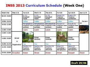 INSS 2013 Curriculum Schedule Week One Week One