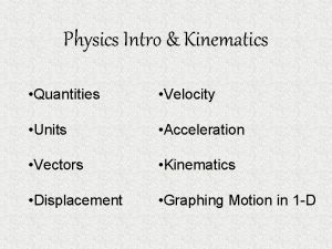 Physics Intro Kinematics Quantities Velocity Units Acceleration Vectors