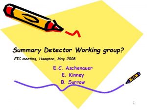 Summary Detector Working group EIC meeting Hampton May