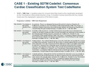 CASE 1 Existing SDTM Codelist Consensus Cardiac Classification