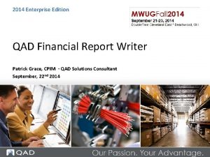 2014 Enterprise Edition QAD Financial Report Writer Patrick