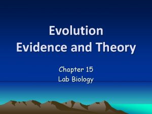 Evolution Evidence and Theory Chapter 15 Lab Biology