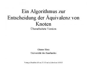 Ein Algorithmus zur Entscheidung der quivalenz von Knoten