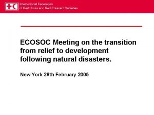 ECOSOC Meeting on the transition from relief to
