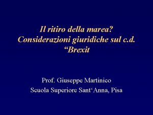 Il ritiro della marea Considerazioni giuridiche sul c