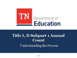 Title I D Subpart 1 Annual Count Understanding